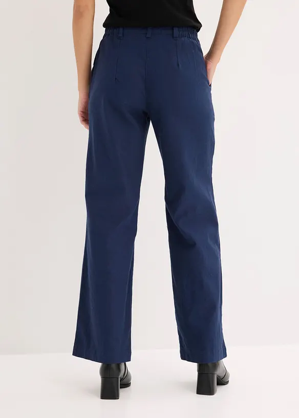 Pantalon tiss&eacute; en lin et coton, bonprix