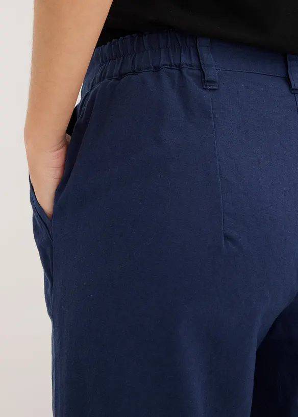 Pantalon tiss&eacute; en lin et coton, bonprix