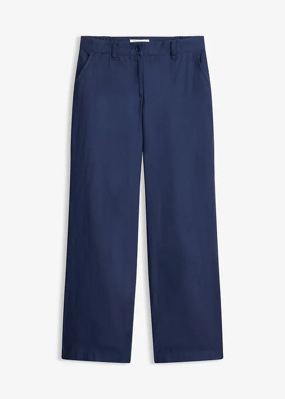 Pantalon tiss&eacute; en lin et coton, bonprix