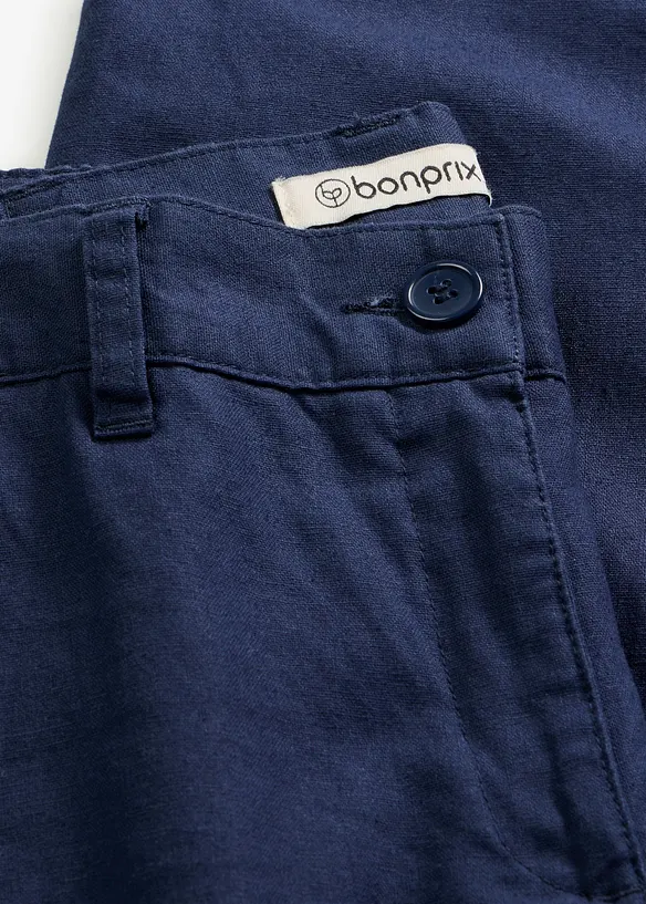 Pantalon tiss&eacute; en lin et coton, bonprix