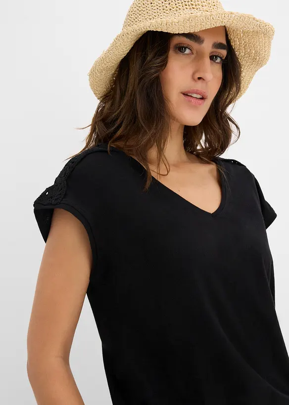 T-shirt &agrave; empi&egrave;cements crochet&eacute;s, bonprix