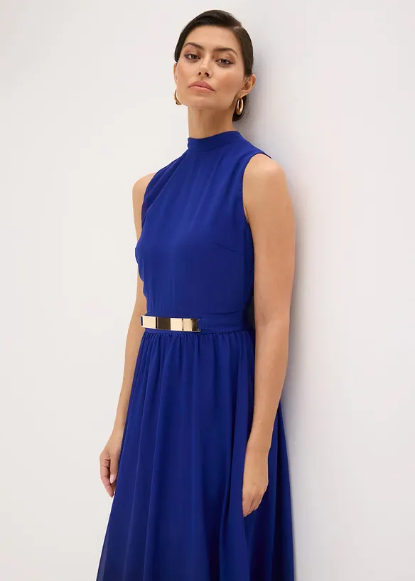 Robe en mousseline &agrave; col et accessoire, bonprix