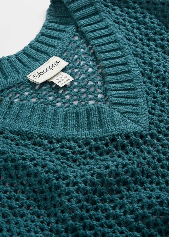 Pull ajour&eacute; en lin m&eacute;lang&eacute;, bonprix