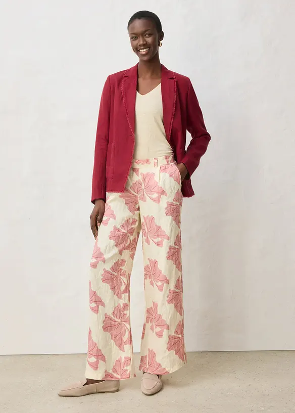 Pantalon large &agrave; pinces 100% lin, bonprix