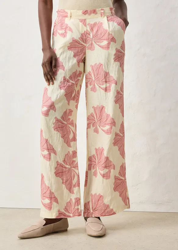 Pantalon large &agrave; pinces 100% lin, bonprix