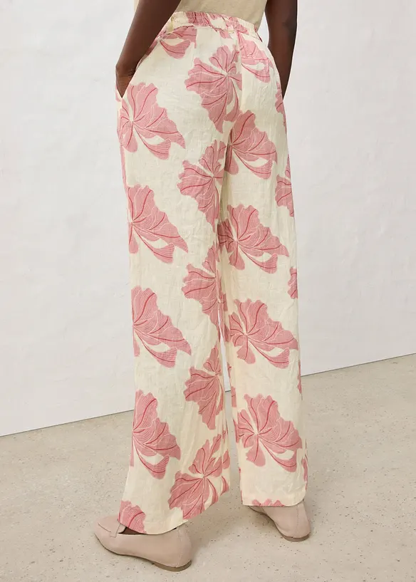 Pantalon large &agrave; pinces 100% lin, bonprix