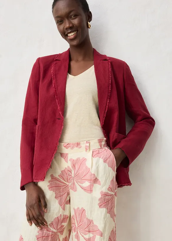 Pantalon large &agrave; pinces 100% lin, bonprix