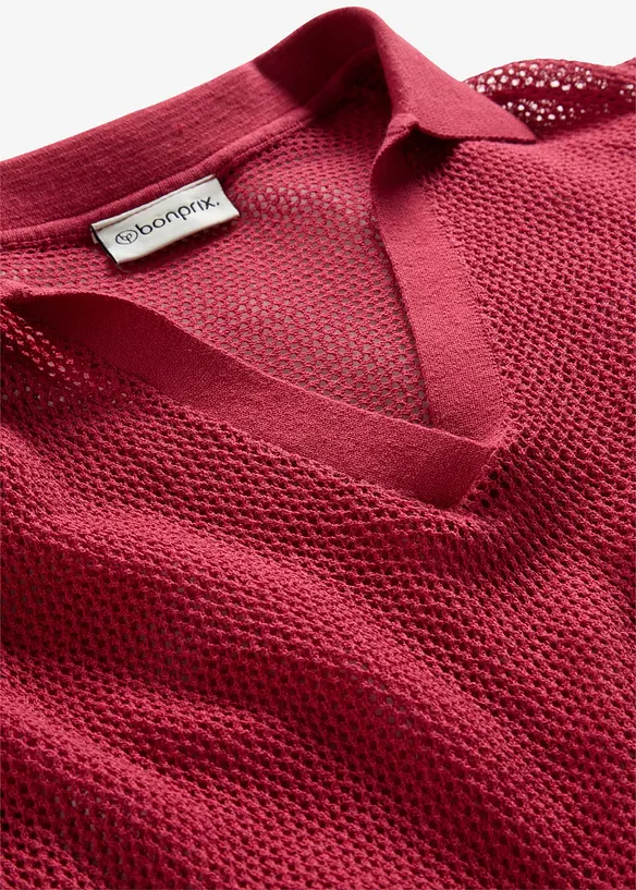 Ajour-Strickpolo mit Leinenanteil, bonprix
