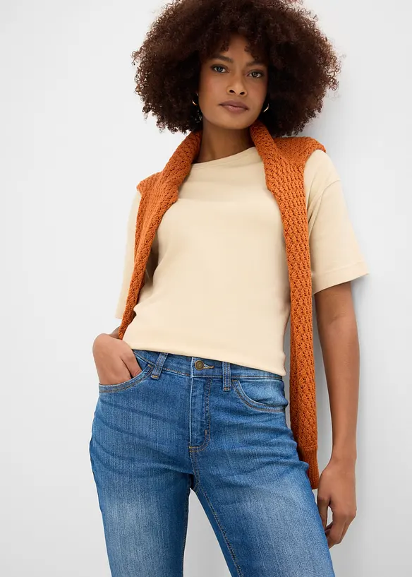 Slim Jeans, Mid Waist, Capri, bonprix