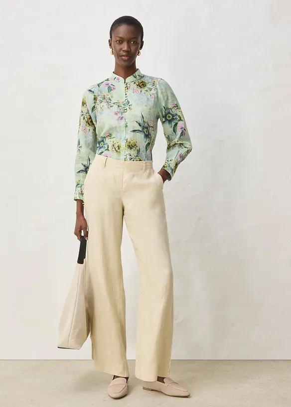 Leinenhose mit weitem Bein, bonprix