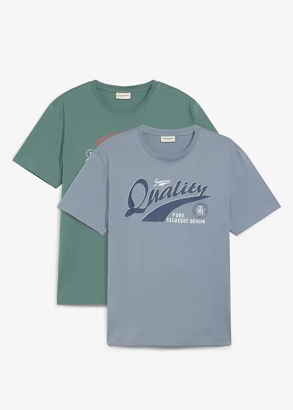 Lot de 2 T-shirts 100% coton, bonprix