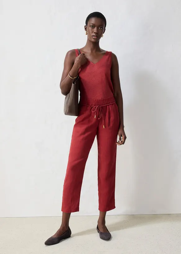 Pantalon taille &eacute;lastiqu&eacute;e 100&nbsp;% lin, bonprix