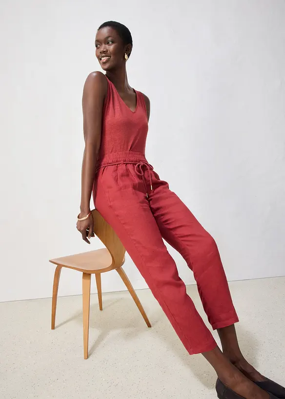 Pantalon taille &eacute;lastiqu&eacute;e 100&nbsp;% lin, bonprix
