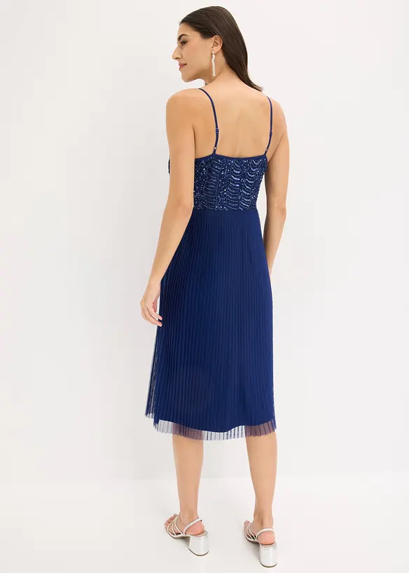 Midikleid mit Plissee-Rock und Paillettenstickerei, bonprix