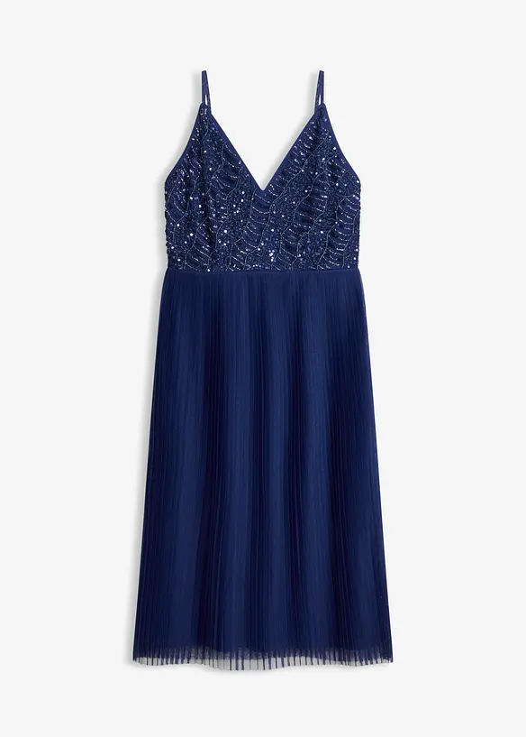 Midikleid mit Plissee-Rock und Paillettenstickerei, bonprix
