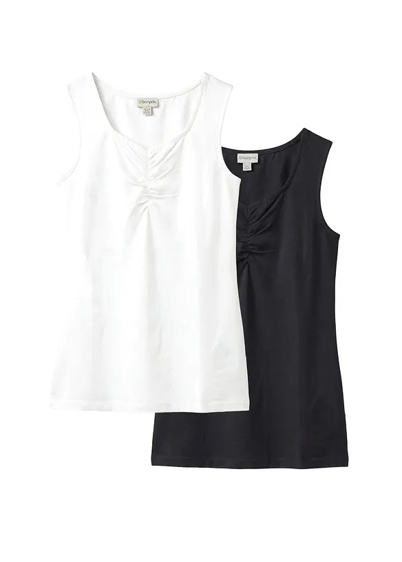 Lot de 2 tops en coton extensible, bonprix