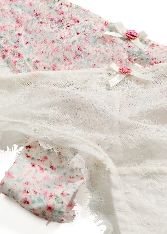 Lot de 2 slips br&eacute;siliens en dentelle  &agrave; imprim&eacute; floral, bonprix