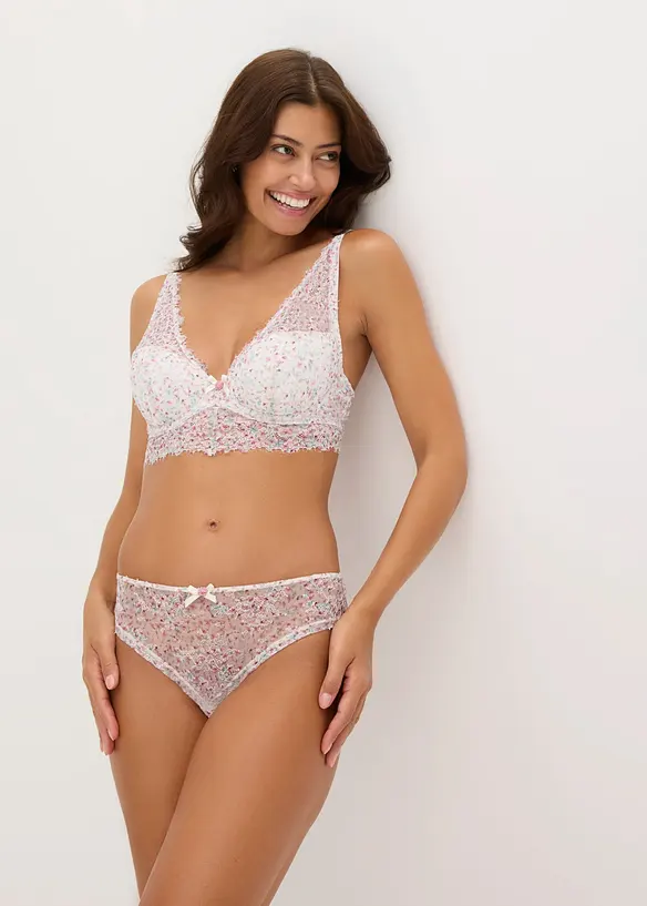 Lot de 2 slips br&eacute;siliens en dentelle  &agrave; imprim&eacute; floral, bonprix