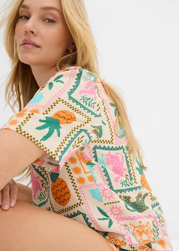 Hemdbluse aus flie&szlig;ender Viskose, bonprix