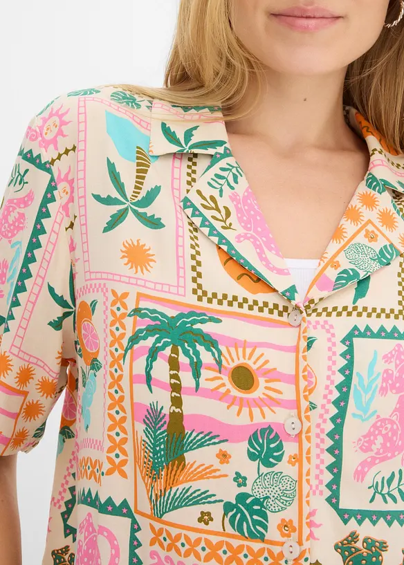 Hemdbluse aus flie&szlig;ender Viskose, bonprix