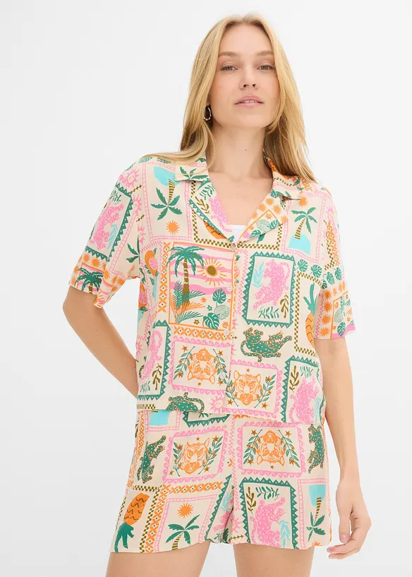 Hemdbluse aus flie&szlig;ender Viskose, bonprix