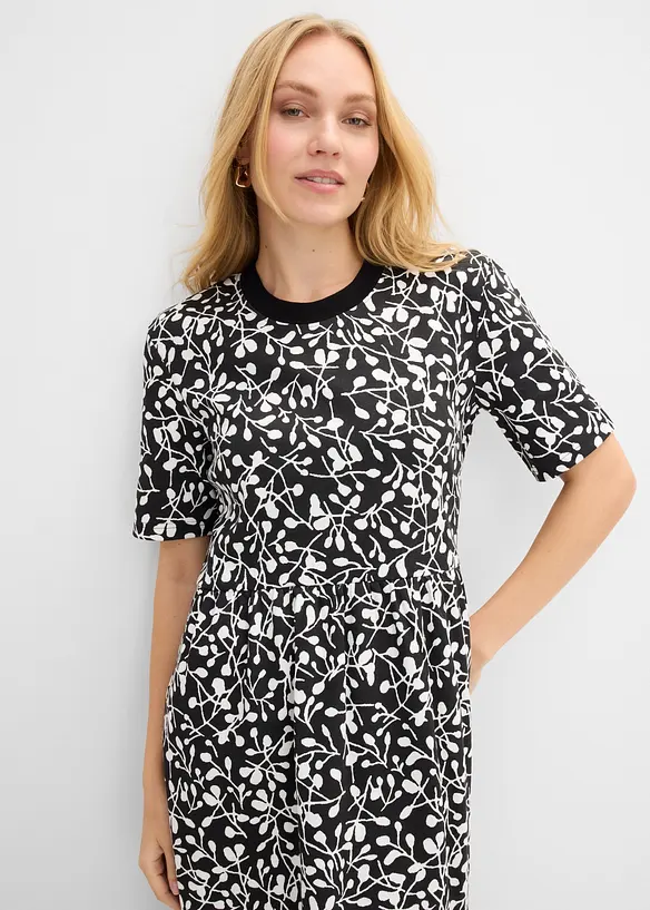 Ausgestelltes Jerseykleid aus schwerer Bio-Baumwolle, bonprix