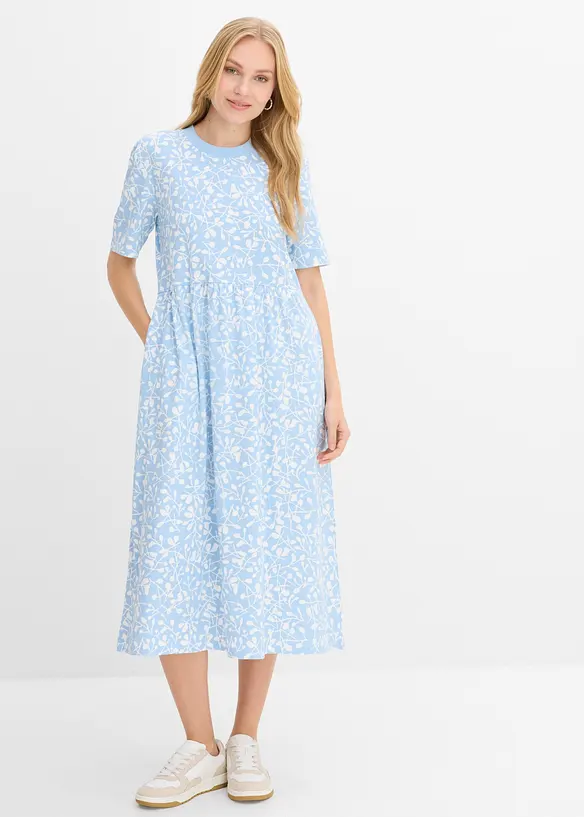 Ausgestelltes Jerseykleid aus schwerer Bio-Baumwolle, bonprix