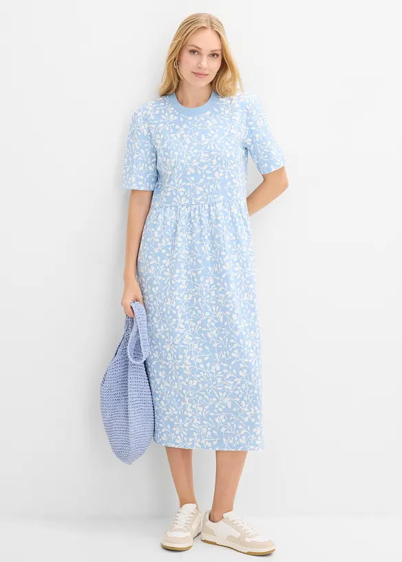 Ausgestelltes Jerseykleid aus schwerer Bio-Baumwolle, bonprix