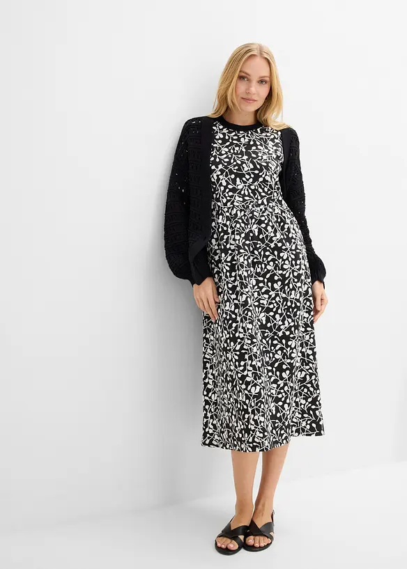 Ausgestelltes Jerseykleid aus schwerer Bio-Baumwolle, bonprix