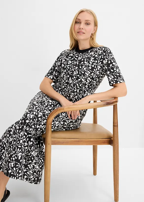 Ausgestelltes Jerseykleid aus schwerer Bio-Baumwolle, bonprix