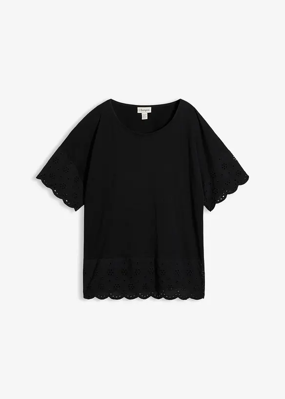 T-shirt avec broderie anglaise, bonprix