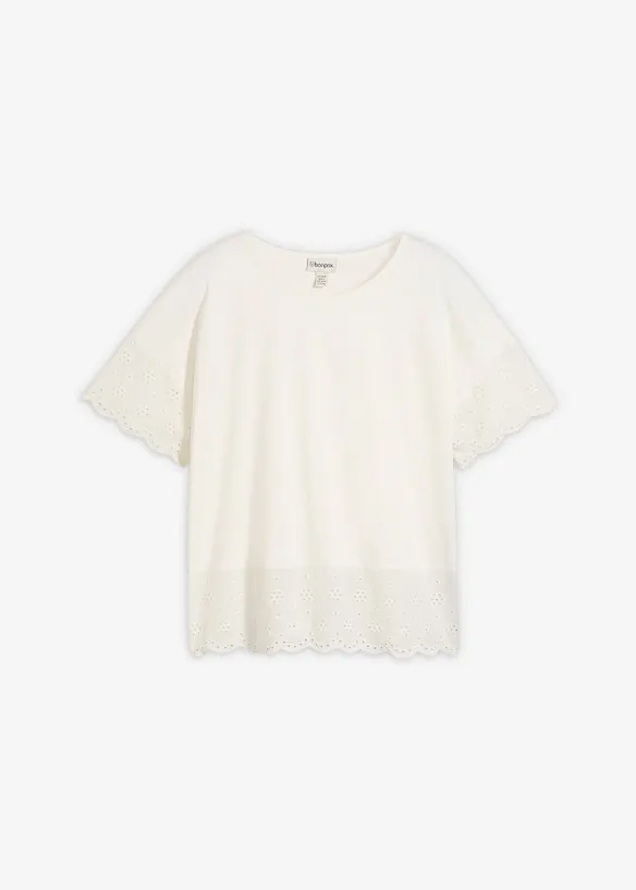 T-shirt avec broderie anglaise, bonprix