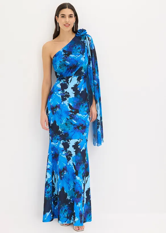 Robe de soir&eacute;e une &eacute;paule avec application de fleur, bonprix