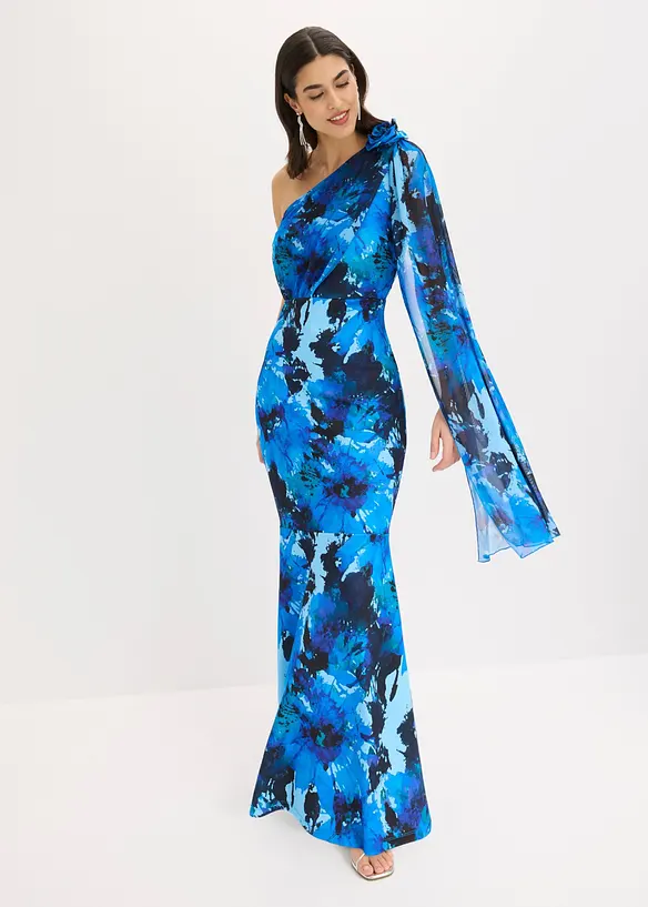 Robe de soir&eacute;e une &eacute;paule avec application de fleur, bonprix