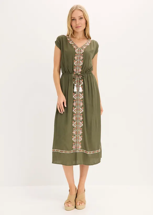 Robe midi boh&egrave;me en viscose fluide, bonprix