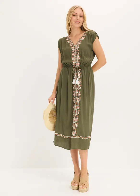 Robe midi boh&egrave;me en viscose fluide, bonprix