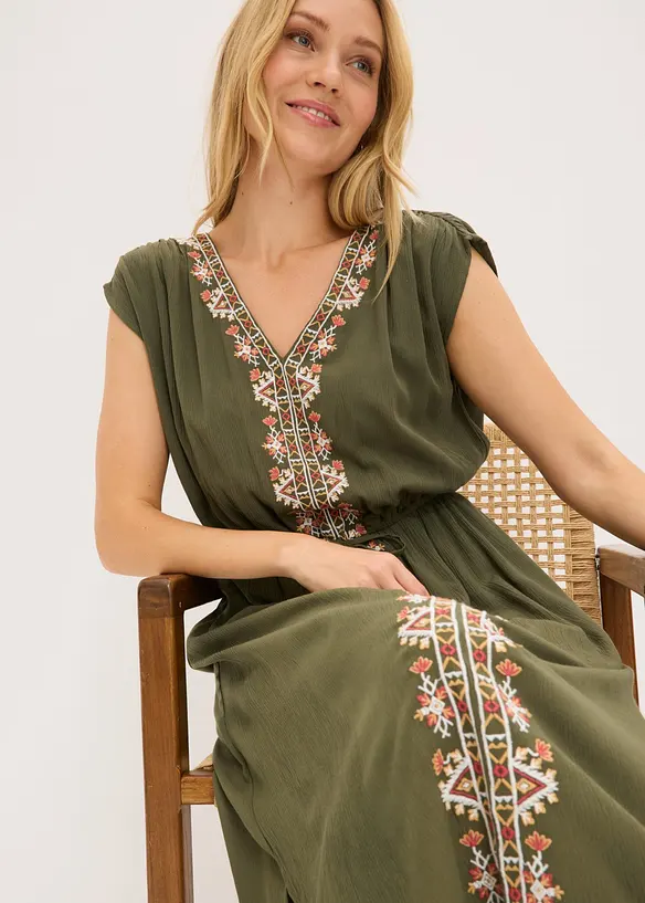 Robe midi boh&egrave;me en viscose fluide, bonprix