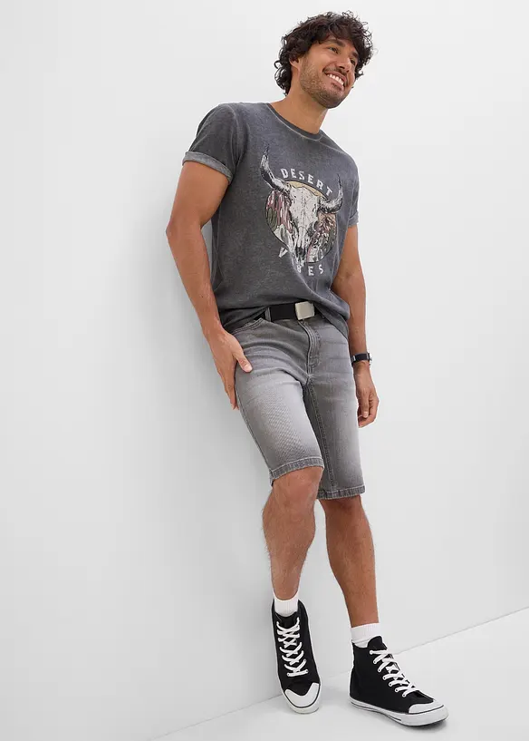 Bermuda en jean extensible avec entrejambe renforc&eacute;, regular, bonprix