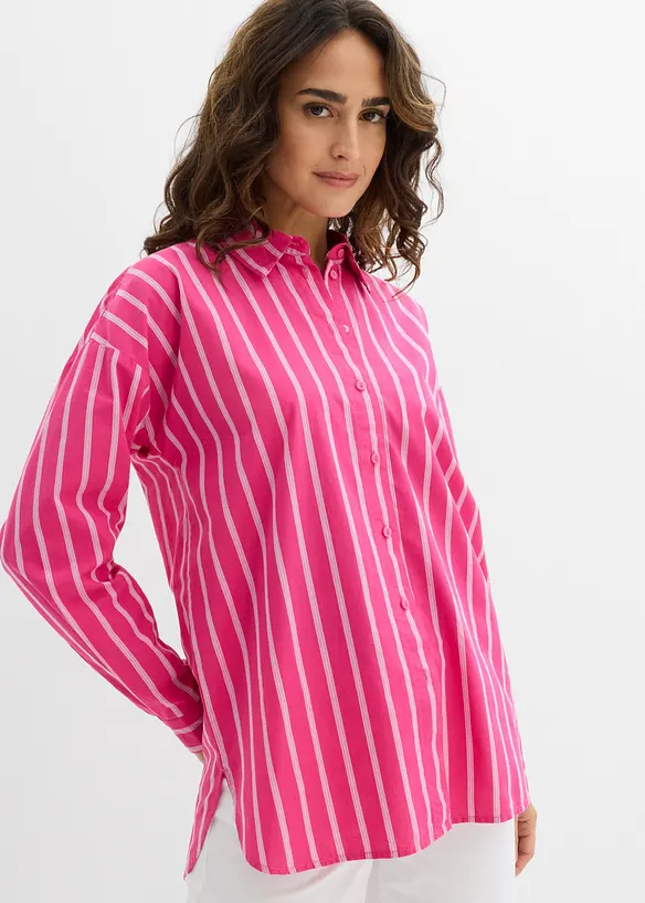 Oversize Hemdbluse aus reiner Baumwolle, bonprix