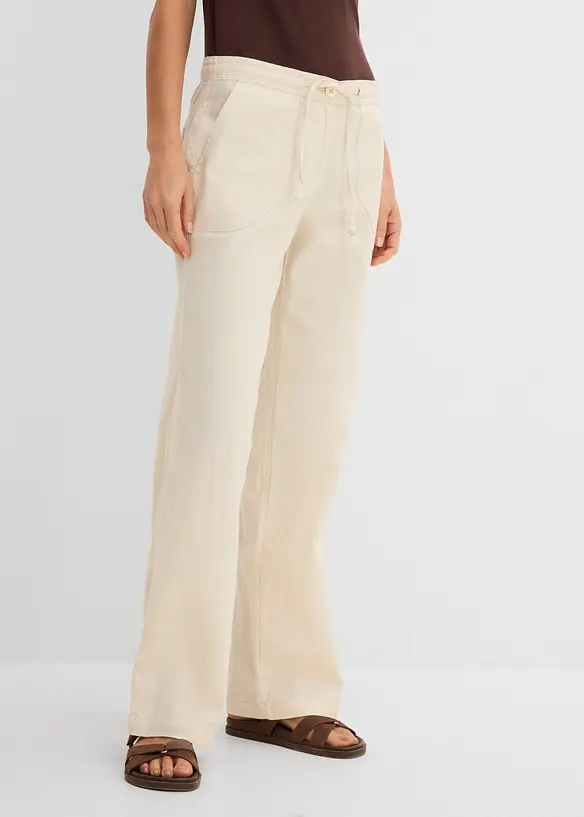 Pantalon large en lin et coton, bonprix