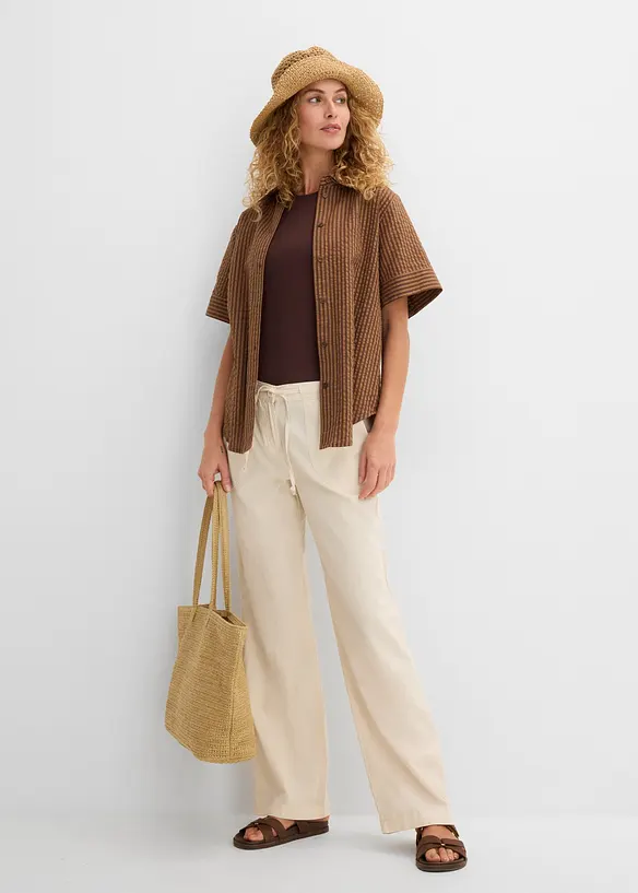 Pantalon large en lin et coton, bonprix