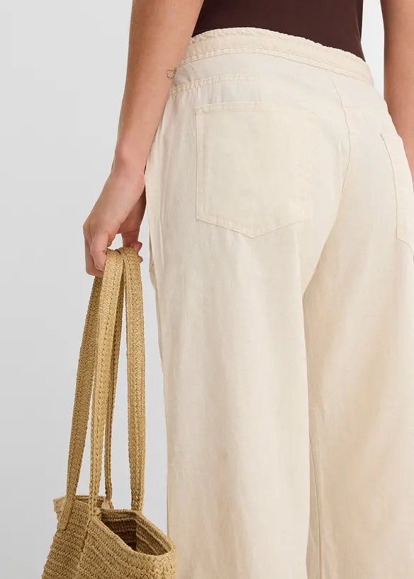Pantalon large en lin et coton, bonprix