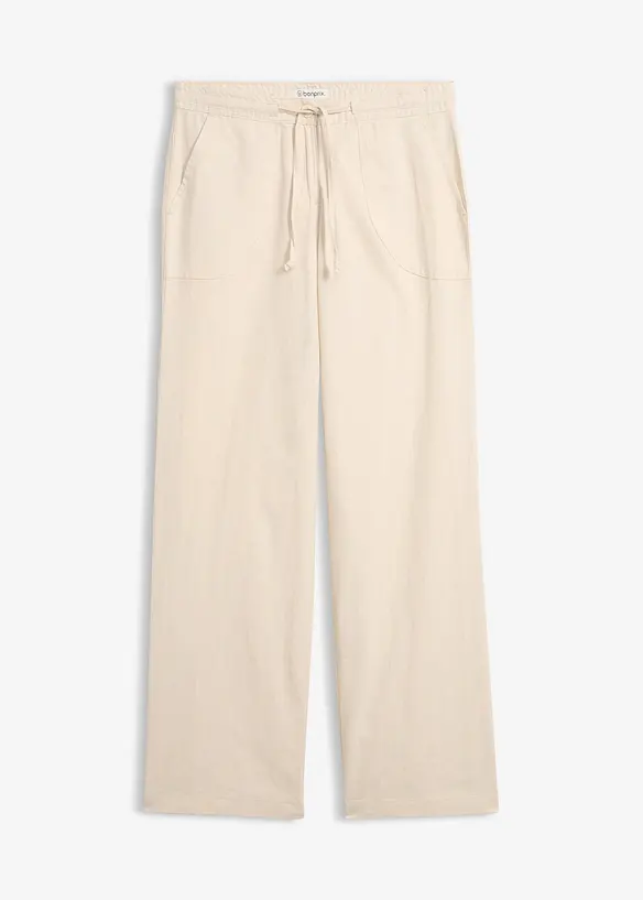 Pantalon large en lin et coton, bonprix