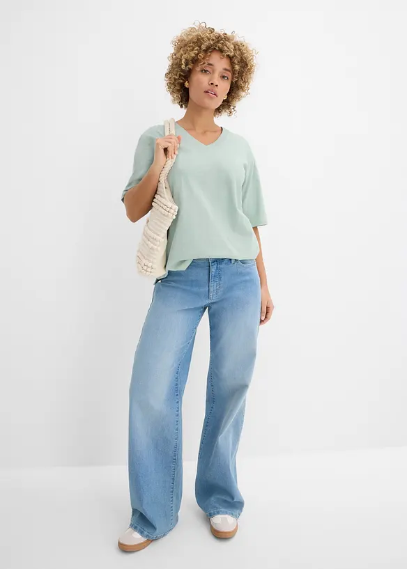 Flammgarn-Boxy-Shirt aus reiner Bio-Baumwolle (2er Pack), bonprix