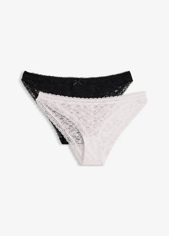 Lot de 2 slips mini &agrave; dentelle douce, bonprix