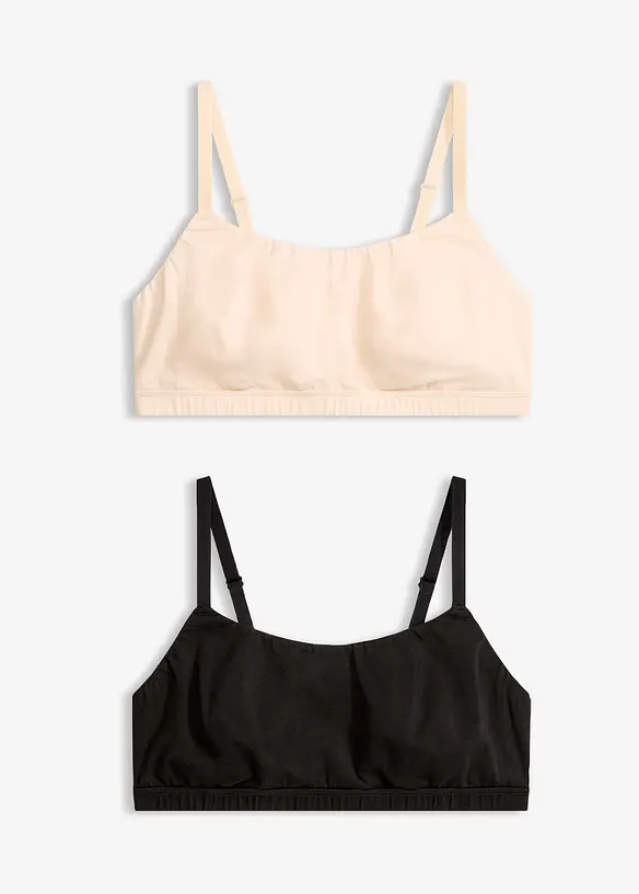 Bralette ohne B&uuml;gel mit Baumwolle (2er Pack), bonprix