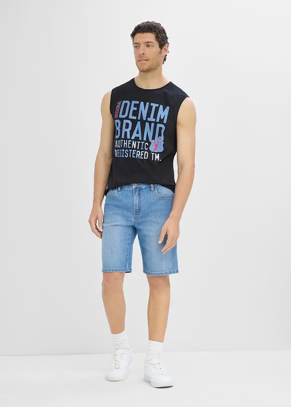 Lot de 2&nbsp;bermudas regular en jean l&eacute;ger &agrave; taille &eacute;lastiqu&eacute;e, bonprix