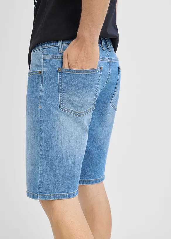 Lot de 2&nbsp;bermudas regular en jean l&eacute;ger &agrave; taille &eacute;lastiqu&eacute;e, bonprix