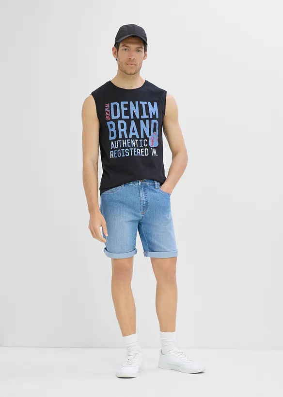 Lot de 2&nbsp;bermudas regular en jean l&eacute;ger &agrave; taille &eacute;lastiqu&eacute;e, bonprix
