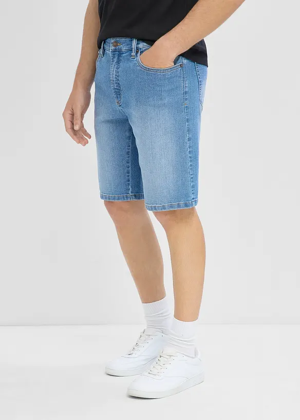 Lot de 2&nbsp;bermudas regular en jean l&eacute;ger &agrave; taille &eacute;lastiqu&eacute;e, bonprix
